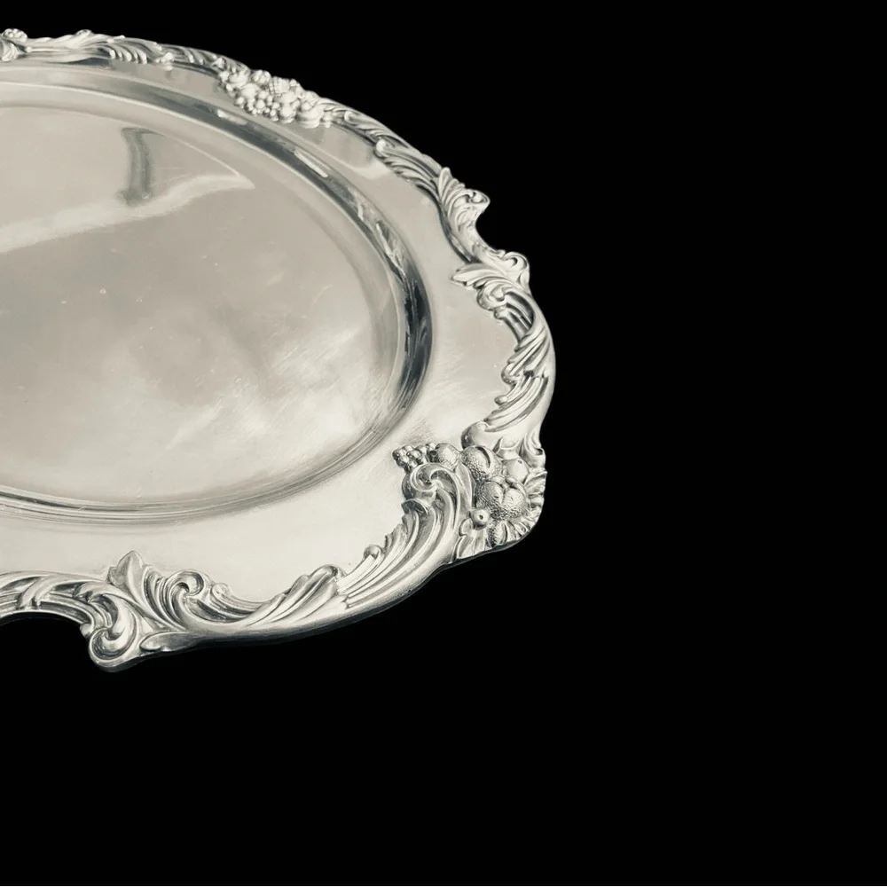 VINTAGE REED & BARTON KING FRANCIS 1676 PATTERN 19" SILVER PLATE. OVAL PLATTER - Picture 2 of 13